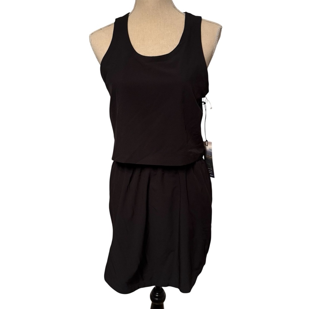 NEW KYODAN DRESS MINI BLACK SLEEVELESS ELASTIC WAIST CUT OUT BACK POCKETS SIZE S